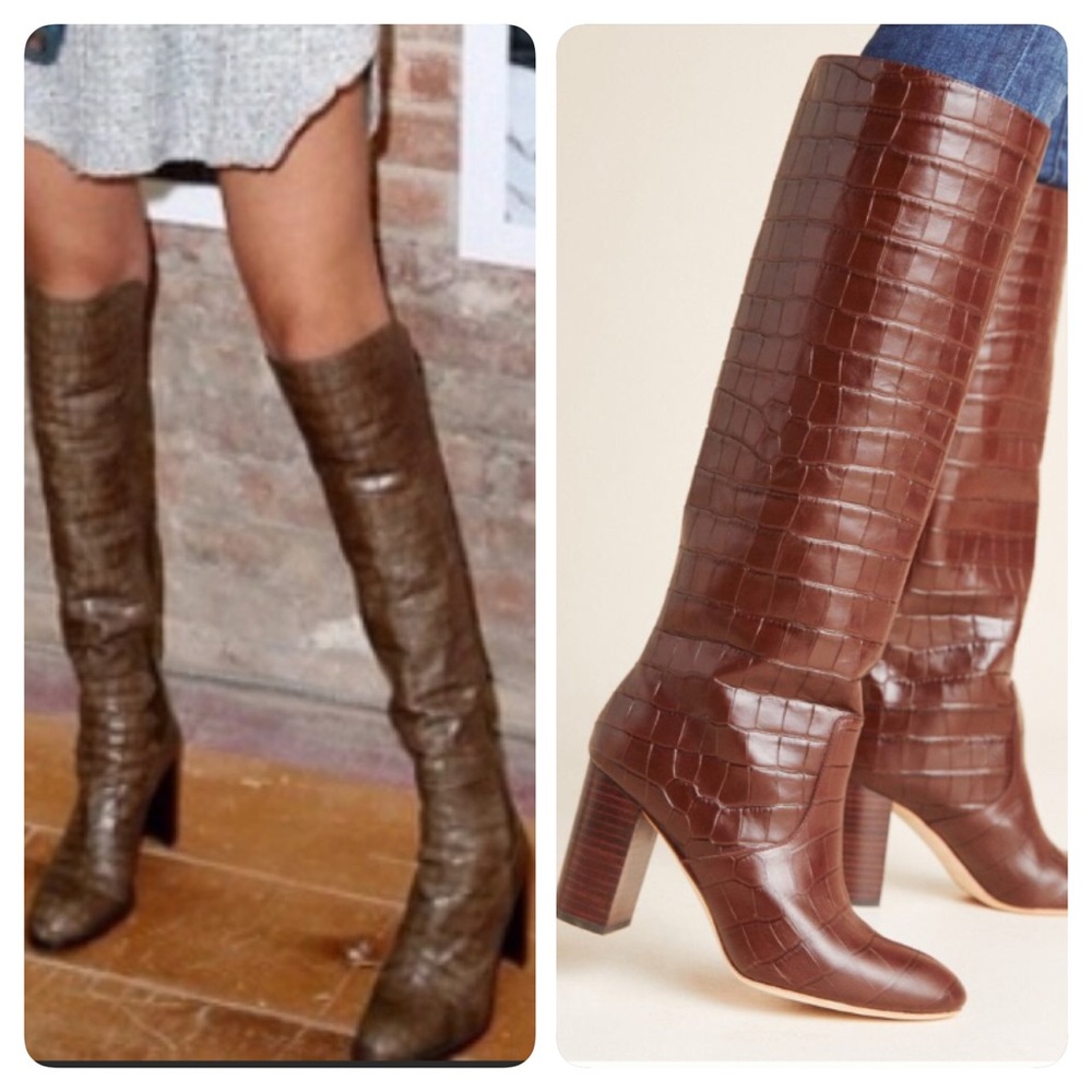 🎉HP🎉 🍂🍁 Fall Italian Crocodile Brown Leather Boots Sz 41